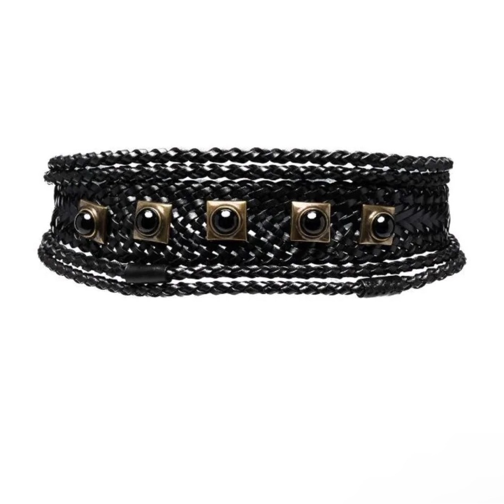 ETRO Studded Belt In Black Genuine Leather One Size New $1250